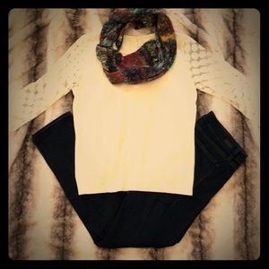 Sparrow heather cream sweater with tulle sleeves